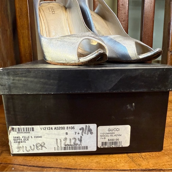 Vintage Gucci Silver Leather Slingback Heels – Size 7.5 - Picture 16 of 16